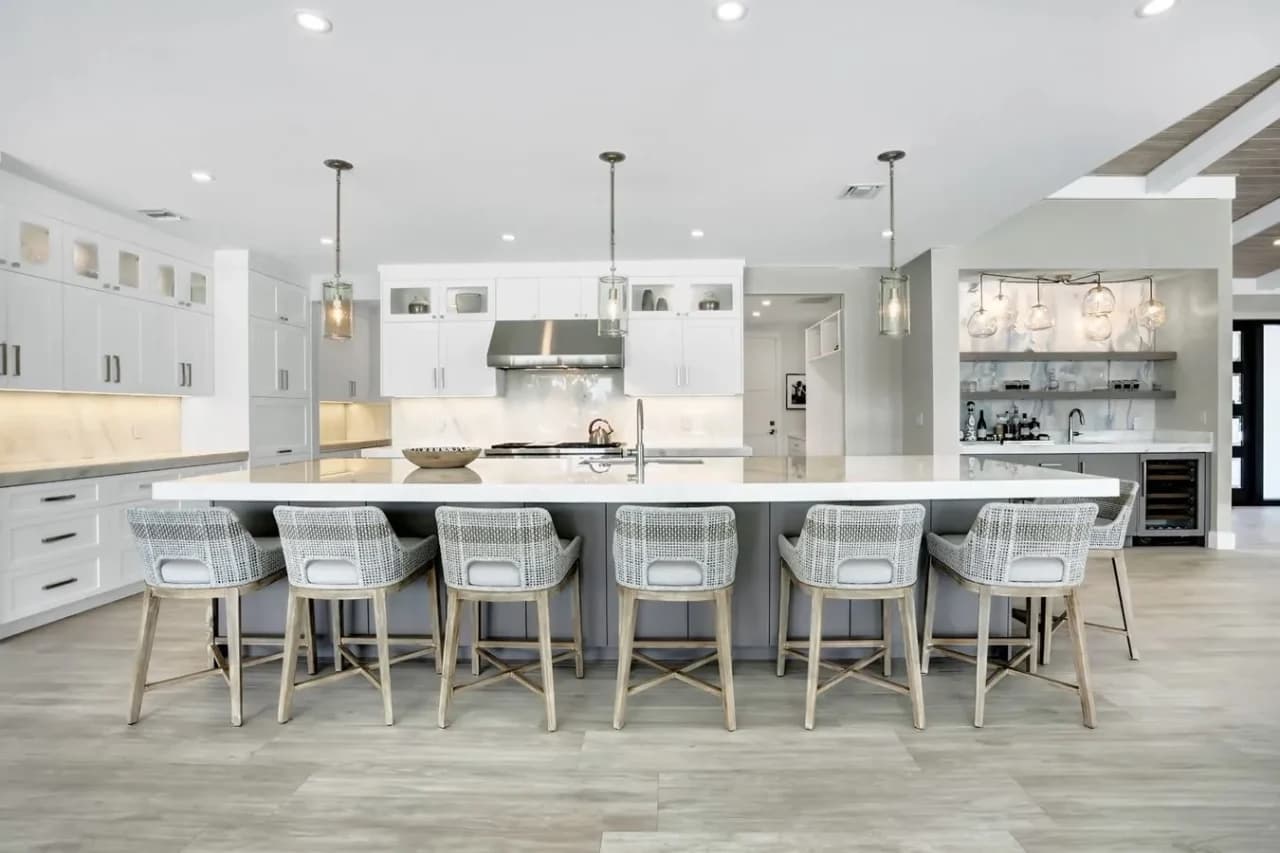 Kitchen island with custom cabinetry in a Fort Lauderdale home